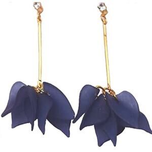 Acrylic Flower Petal Rhinestone Earrings